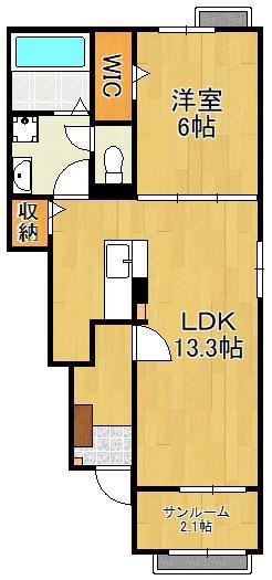 グランノ1(1LDK/1階)の間取り写真