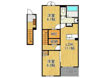 エレガンシアⅠ(2LDK/2階)の間取り写真