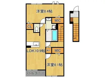 エレガンシアⅡ(2LDK/2階)の間取り写真