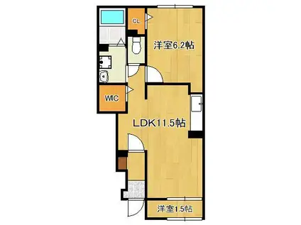 ロータス スクエアA(1LDK/1階)の間取り写真