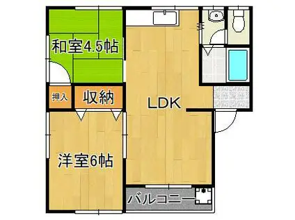 コーポマタケA(2LDK/2階)の間取り写真