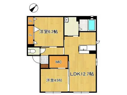 スクーデリア2007 A棟(2LDK/1階)の間取り写真