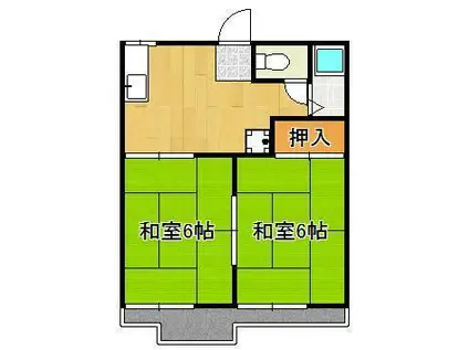 タウニー通谷B棟(2DK/1階)の間取り写真