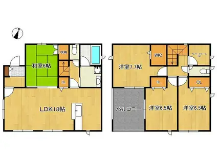 筑豊本線 中間駅 徒歩5分 2階建 築1年(4SLDK)の間取り写真