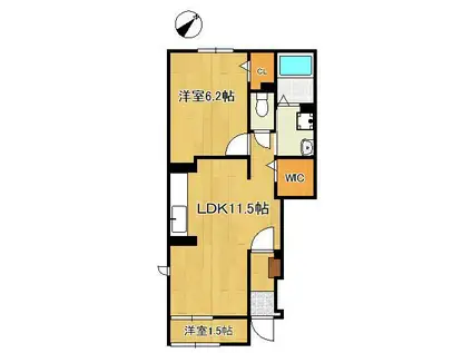 アカンサス宗像Ⅲ(1LDK/1階)の間取り写真