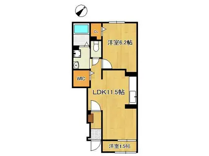 アカンサス宗像Ⅲ(1LDK/1階)の間取り写真