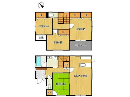 筑豊電気鉄道 希望が丘高校前駅 徒歩3分 2階建 築12年(4LDK)の間取り写真