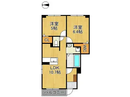 イル ヴェント ヴェルデⅠ(2LDK/1階)の間取り写真