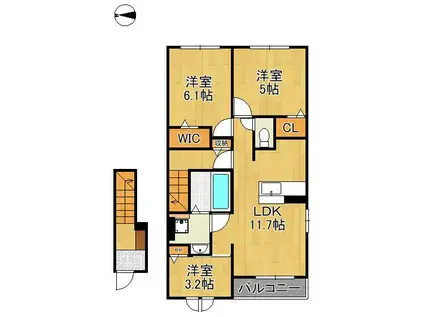 イル ヴェント ヴェルデⅠ(3LDK/2階)の間取り写真