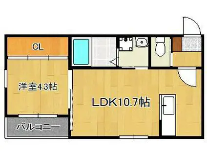 BRAVE BASE遠賀 NOUTH(1LDK/1階)の間取り写真