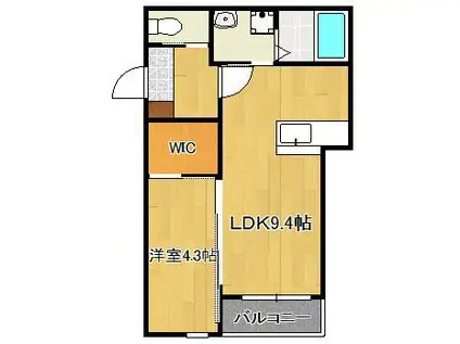 BRAVE BASE遠賀 SORTH(1LDK/1階)の間取り写真