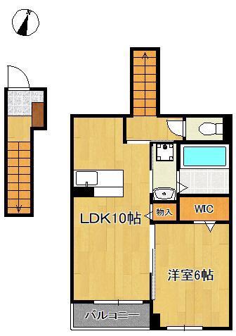 ロータス水巻1(1LDK/2階)の間取り写真