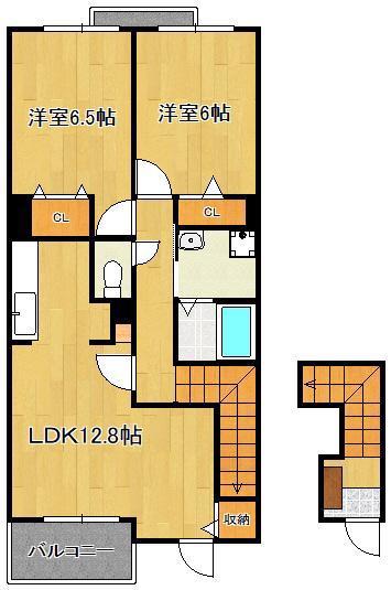グローヴ・ガーデンC(2LDK/2階)の間取り写真