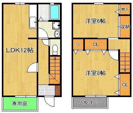 プレナス99 A棟(2LDK/1階)の間取り写真