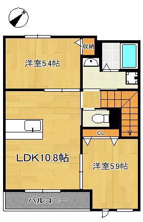 ヴァリオス・ステイツ(2LDK/2階)の間取り写真