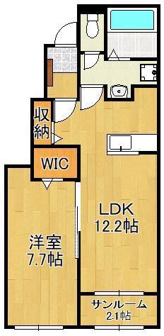 グランディール(1LDK/1階)の間取り写真