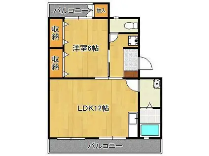 第1石打ビル(1LDK/4階)の間取り写真