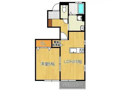 グレイス上の原(1LDK/1階)の間取り写真