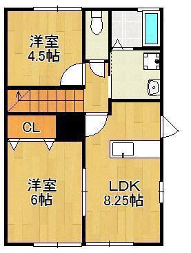 グレイス上の原(2LDK/2階)の間取り写真