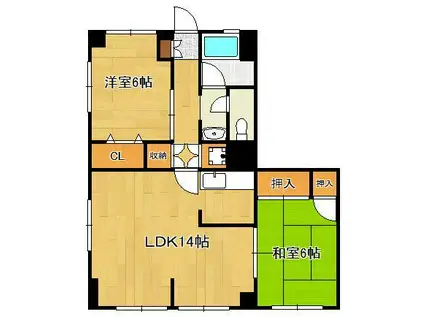ヒカリハイツ(2LDK/2階)の間取り写真