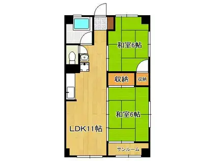 ヒカリハイツ(2LDK/3階)の間取り写真