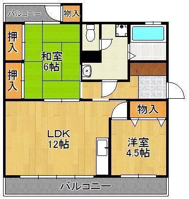 第2石打ビル(2LDK/3階)の間取り写真