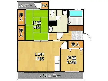 第2石打ビル(2LDK/4階)の間取り写真