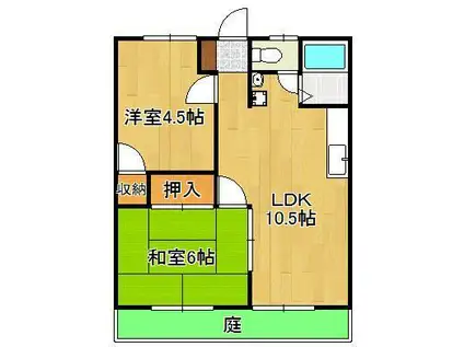 サンシティ楠橋(2LDK/1階)の間取り写真