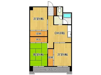 三ヶ森ビル(3DK/2階)の間取り写真