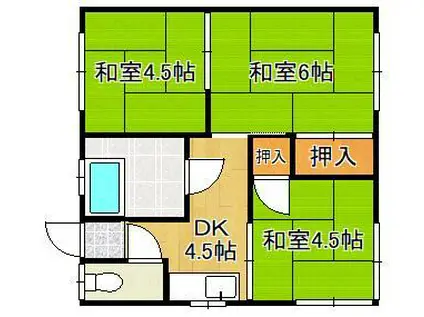 ジョイフルコーポ高木(3DK/2階)の間取り写真