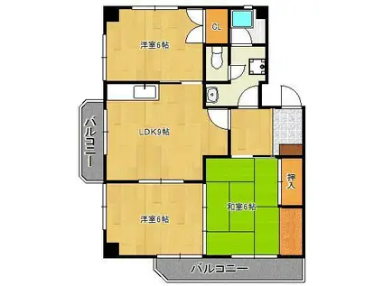 マークハイツ若葉(3DK/1階)の間取り写真