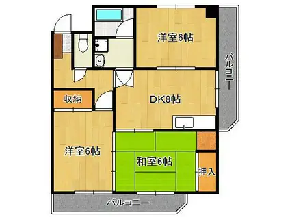 マークハイツ若葉(3DK/2階)の間取り写真