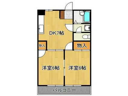 アカラ引野(2DK/2階)の間取り写真