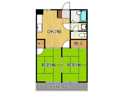 アカラ引野(2DK/1階)の間取り写真