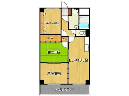 スカール上上津役(3LDK/9階)の間取り写真