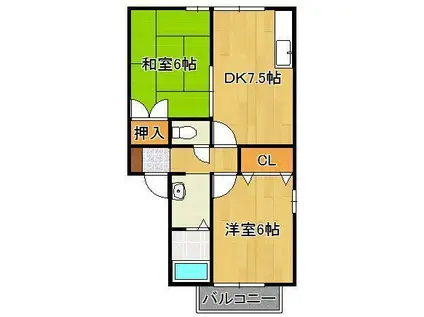 セジュールイリエ(2DK/2階)の間取り写真