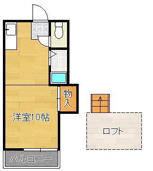 シティベール引野 A棟(ワンルーム/2階)の間取り写真