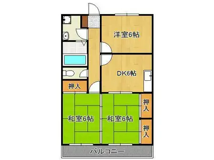 メゾンド三ヶ森(3DK/2階)の間取り写真