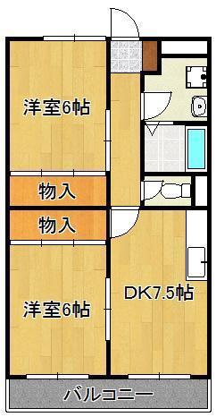 コーポ蘭(2DK/2階)の間取り写真