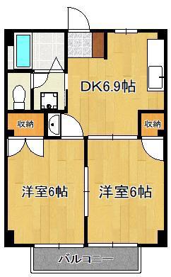 スカイハイツ木屋瀬(2DK/2階)の間取り写真
