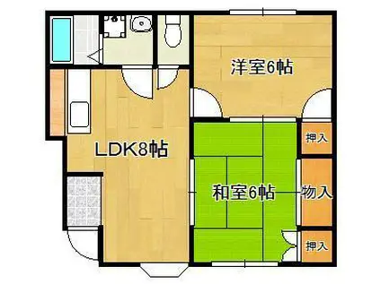 ジョイフルコウジャク(2LDK/1階)の間取り写真