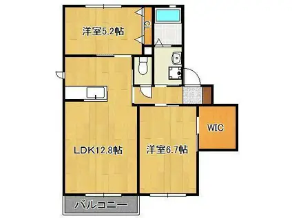 シャーメゾン茶屋の原2A棟(2LDK/2階)の間取り写真