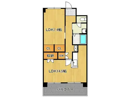 日恵コーポ(1LDK/4階)の間取り写真