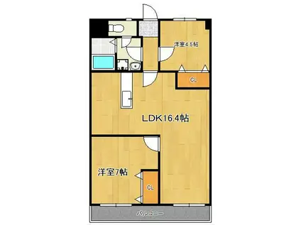 日恵コーポ(2LDK/3階)の間取り写真