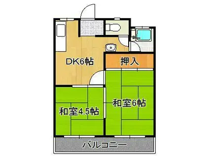 パークハイツ(2DK/2階)の間取り写真