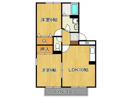 リベルティメゾン(2LDK/2階)の間取り写真