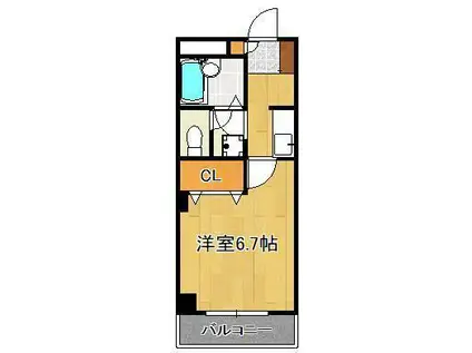 マリッチ三ケ森(1K/2階)の間取り写真