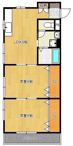 日生プリンスマンション(2LDK/2階)の間取り写真