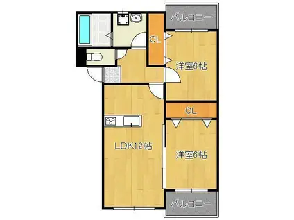プレステージ加奈陀(2LDK/1階)の間取り写真