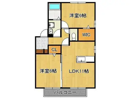 花多来館 C棟(2LDK/1階)の間取り写真